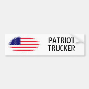 american flag PATRIOT, TRUCKER Bumper Sticker