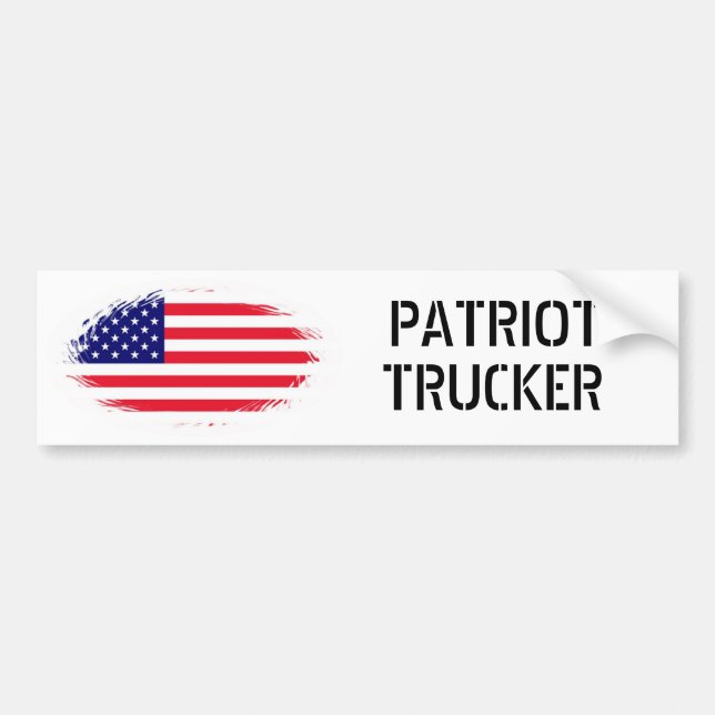american flag PATRIOT, TRUCKER Bumper Sticker (Front)