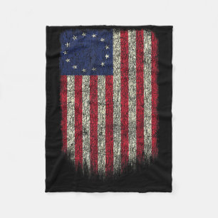 American Flag Patriotic 1776 Betsy Ross Usa Distre Fleece Blanket