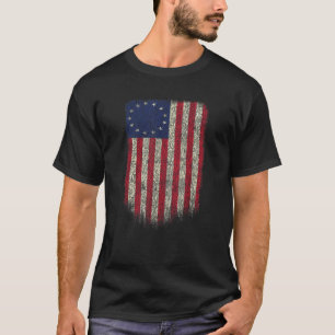 American Flag Patriotic 1776 Betsy Ross USA Distre T-Shirt