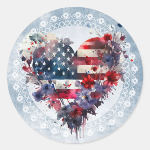American flag patriotic 4th July independant day Classic Round Sticker