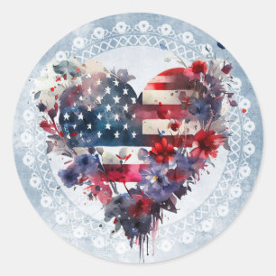American flag patriotic 4th July independant day Classic Round Sticker