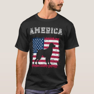 American Flag Patriotic 4th of July Brittany Dog L T-Shirt