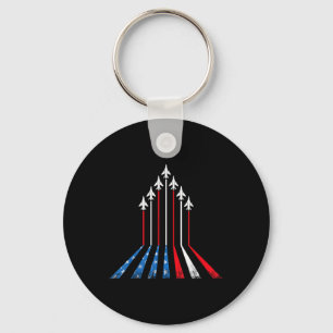 American Flag Patriotic 4th Of July Red White Blue Key Ring