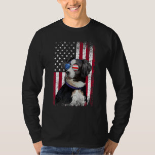 American Flag Patriotic Australian Shepherd Dog 4t T-Shirt