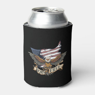 American Flag Patriotic Bald Eagle Born Free Can Cooler