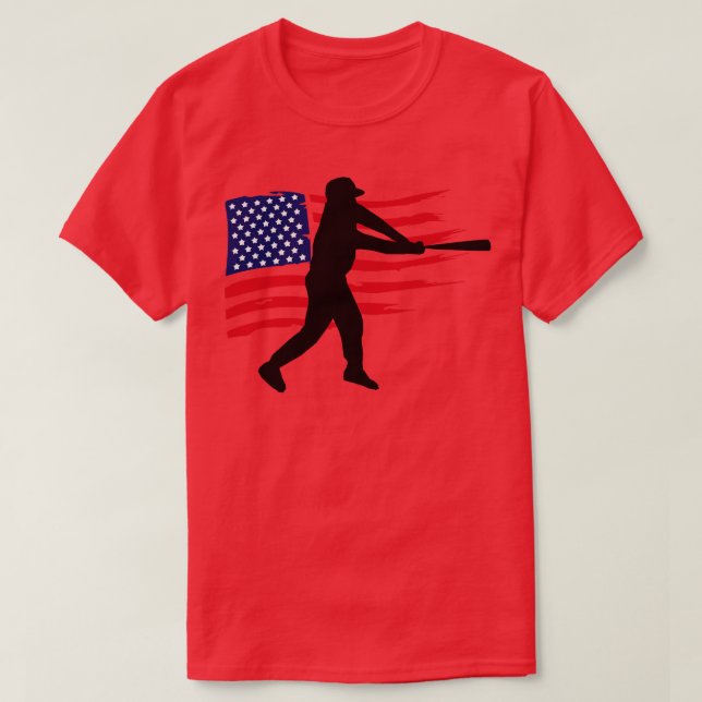 American Flag Patriotic Baseball 4 T-Shirt (Design Front)