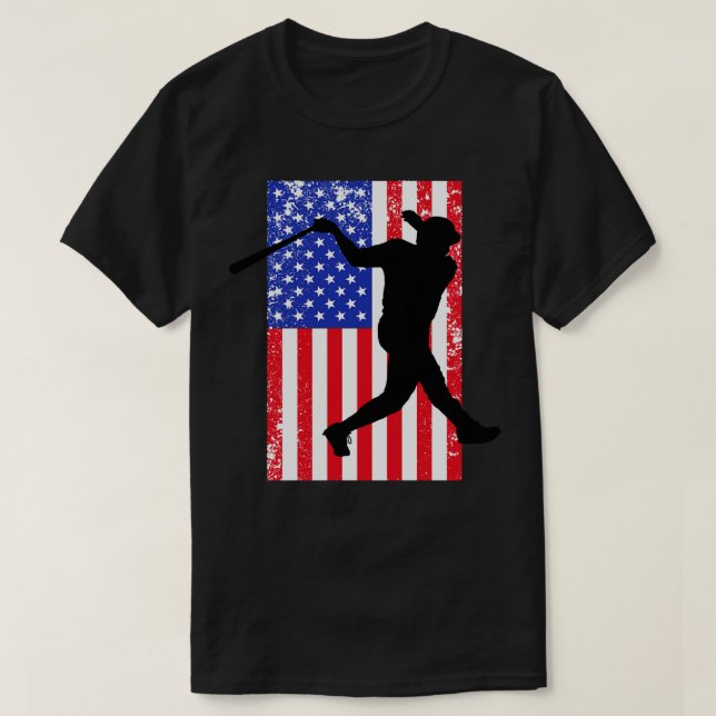 American Flag Patriotic Baseball 8 T-Shirt (Design Front)