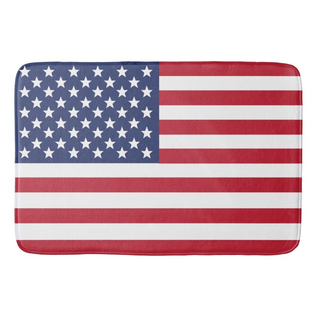 American Flag Patriotic Bath Mat in 3 Sizes (Front)