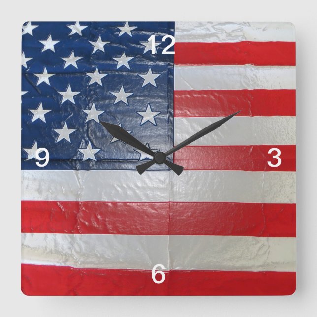 American Flag Patriotic Beauty Customisable Square Wall Clock (Front)