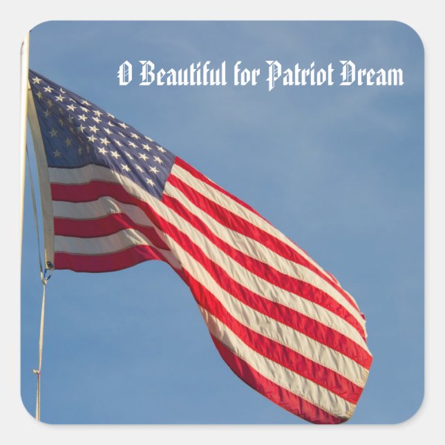 American Flag Patriotic Blue Sky Personalise Square Sticker (Front)