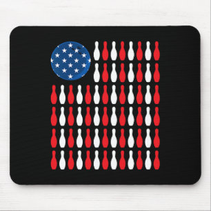 American Flag - Patriotic Bowler And Bowling  Mouse Mat