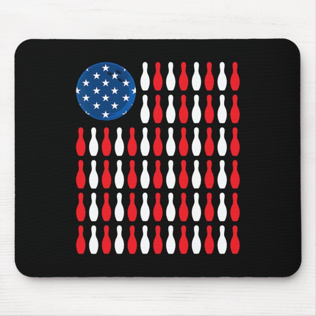 American Flag - Patriotic Bowler And Bowling  Mouse Mat (Front)