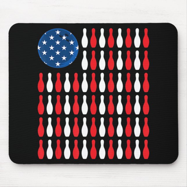 American Flag - Patriotic Bowler & Bowling  Mouse Mat (Front)