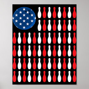 American Flag - Patriotic Bowler & Bowling Poster