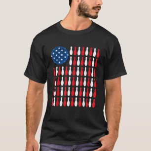 American Flag Patriotic Bowler Bowling  T-Shirt