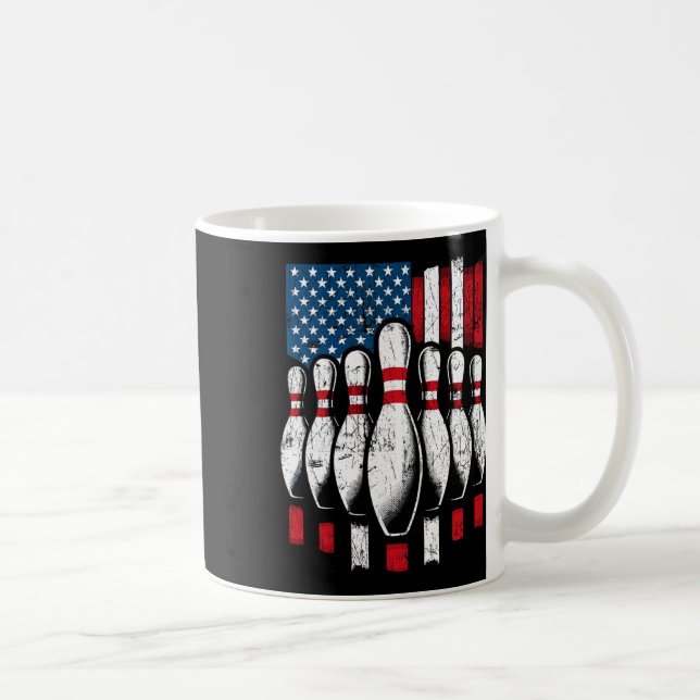 American Flag Patriotic Bowling  Coffee Mug (Right)