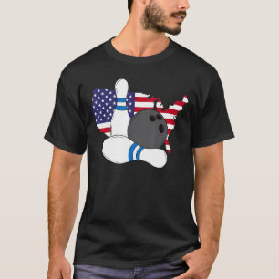 American Flag Patriotic Bowling Player Pins And Bo T-Shirt