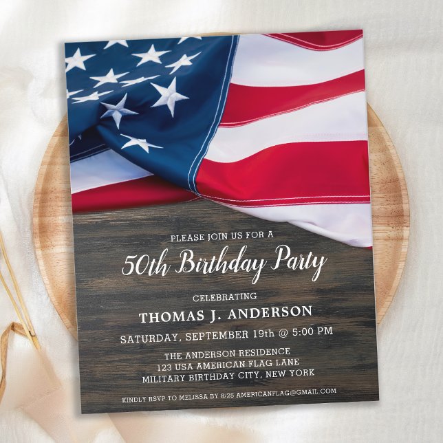 American Flag Patriotic Budget Birthday Invitation (Creator Uploaded)