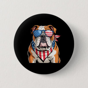 American Flag Patriotic Bulldog 4th Of July 2025 U 6 Cm Round Badge