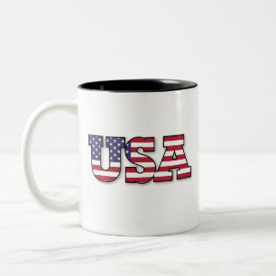 American Flag Patriotic Design Two-Tone Coffee Mug