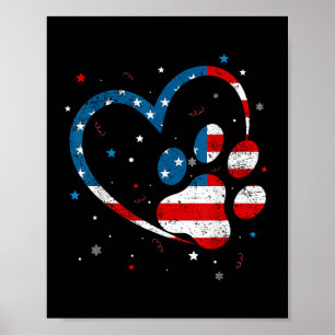 American Flag Patriotic Dog & Cat Paw Print -