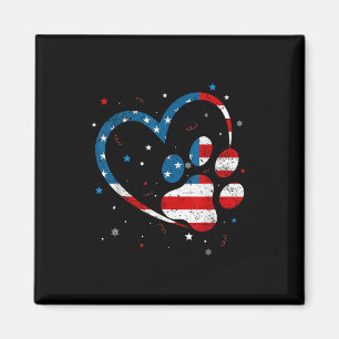 American Flag Patriotic Dog & Cat Paw Print - Magnet