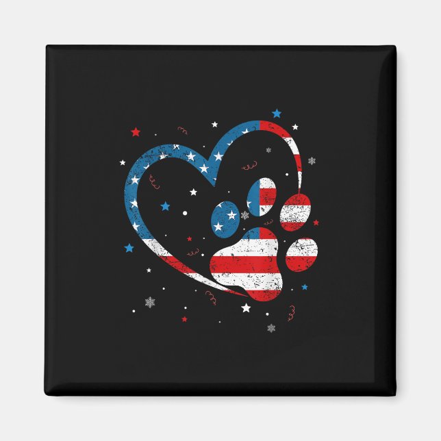 American Flag Patriotic Dog &amp; Cat Paw Print -  Magnet (Front)