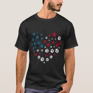 American Flag Patriotic Dog and Cat Paw Print T-Shirt