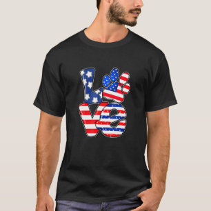 American Flag Patriotic Dog Cat Paw Print 4h Of Ju T-Shirt