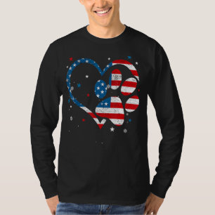 American Flag Patriotic Dog & Cat Paw Print 4th O T-Shirt