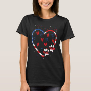 American Flag Patriotic Dog & Cat Paw Print 4th O T-Shirt