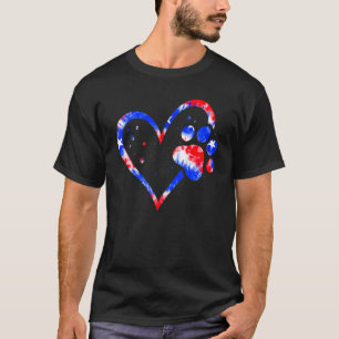 American Flag Patriotic Dog & Cat Paw Print 4th O T-Shirt