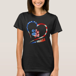 american flag patriotic dog & cat paw print - 4th T-Shirt