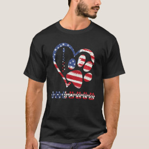 american flag patriotic dog & cat paw print - 4th T-Shirt