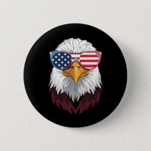 American Flag Patriotic Eagle 4th Of July 6 Cm Round Badge