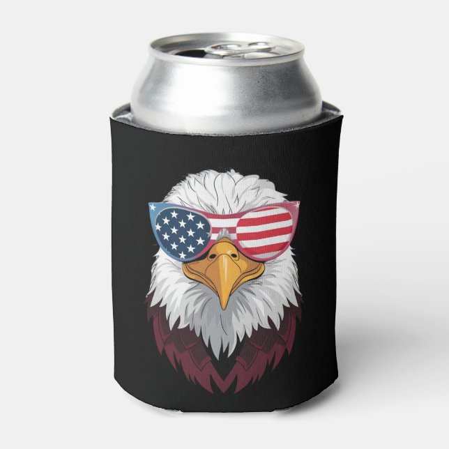 American Flag Patriotic Eagle 4th Of July Can Cooler (Can Front)