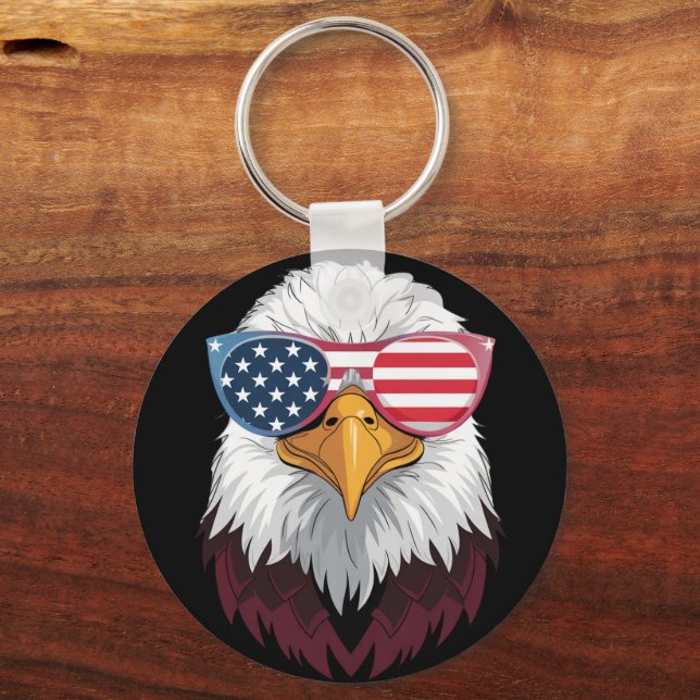 American Flag Patriotic Eagle 4th Of July Key Ring (Front)