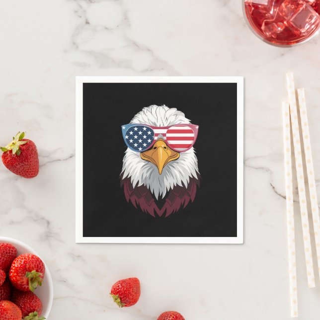 American Flag Patriotic Eagle 4th Of July Napkin (Insitu)