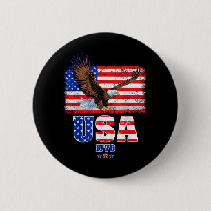 American Flag Patriotic Eagle Independence Day 4th 6 Cm Round Badge