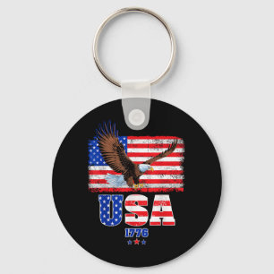 American Flag Patriotic Eagle Independence Day 4th Key Ring