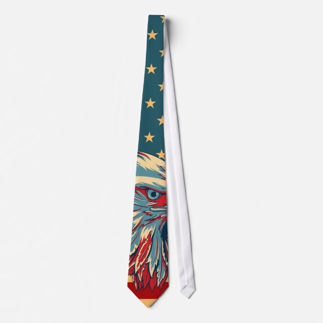 American Flag Patriotic Eagle Retro Colours Tie (Front)