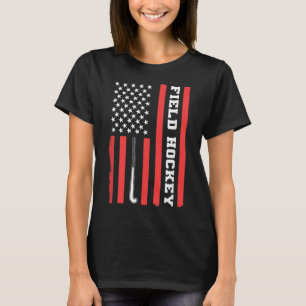 American Flag Patriotic Field Hockey Usa For Women T-Shirt