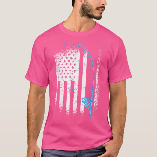 American Flag Patriotic Fishing Fisherman Fishing  T-Shirt (Front)