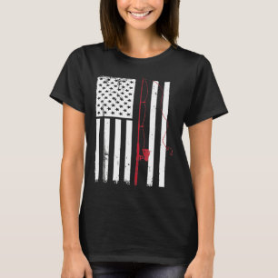American Flag Patriotic Fishing Pole Outdoorsman T-Shirt