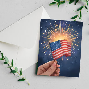 American Flag Patriotic Fourth of July Holiday Card