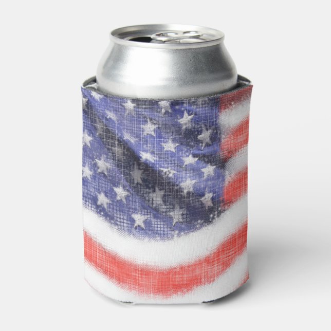 "American Flag" "Patriotic Gift" Can Cooler (Can Front)