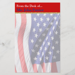 American Flag   Patriotic Gift for Soldiers Stationery