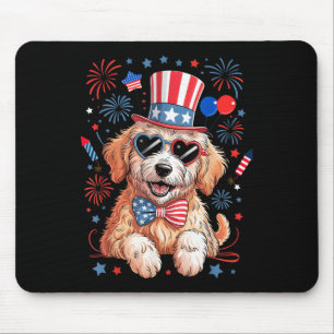 American Flag Patriotic Goldendoodle 4th Of July D Mouse Mat