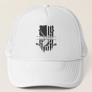 American Flag Patriotic Golf Trucker Hat